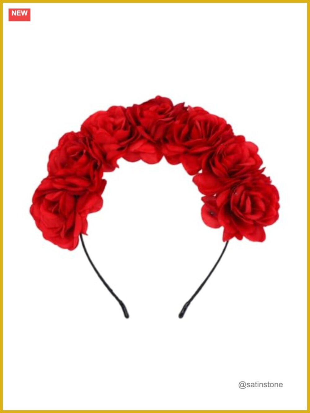 Artificial Rose Flower Crown Headband Adjustable Floral Hair Accessory